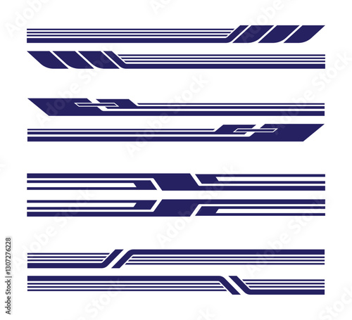 Side car body vector stripes decal. Vehicle vector decal stripes for the both parts