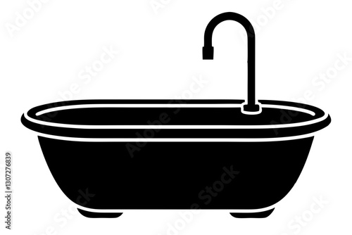 "Bathtub Drain Line Icon – Plumbing Fixture Vector SVG"