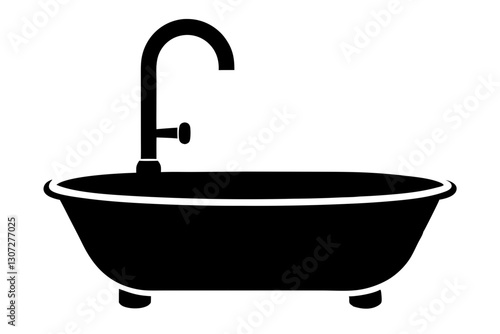 "Bathtub Faucet Line Icon – Bathroom Plumbing Vector SVG"