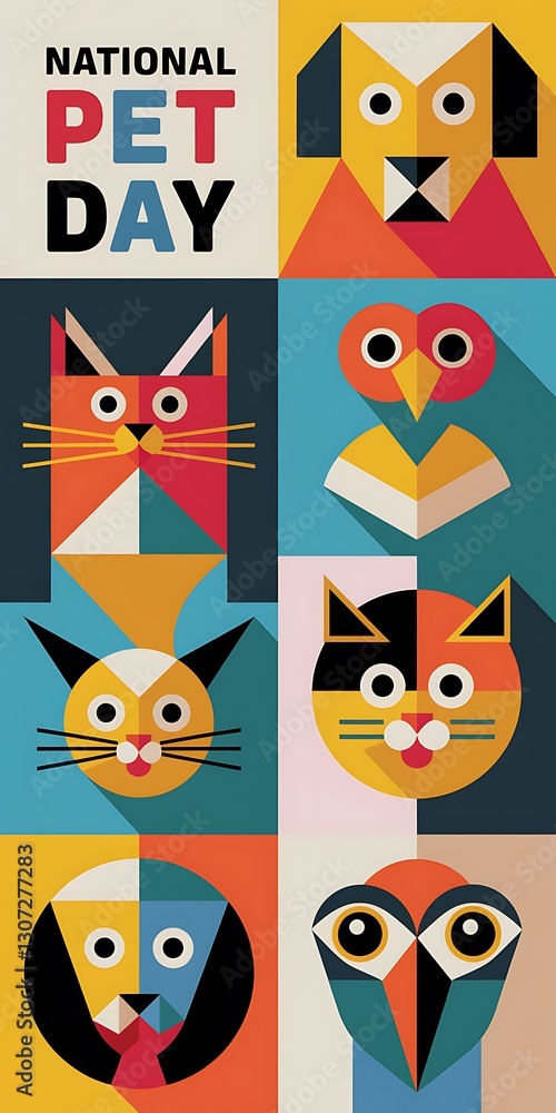 Fototapeta premium national pet day, Poster. Banner, Post,