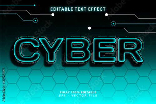 Futuristic Cyber Text Effect with Neon Glow and Tech