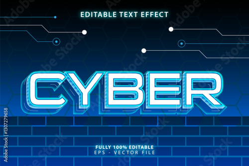 Futuristic Cyber Text Effect with Neon Glow and Tech