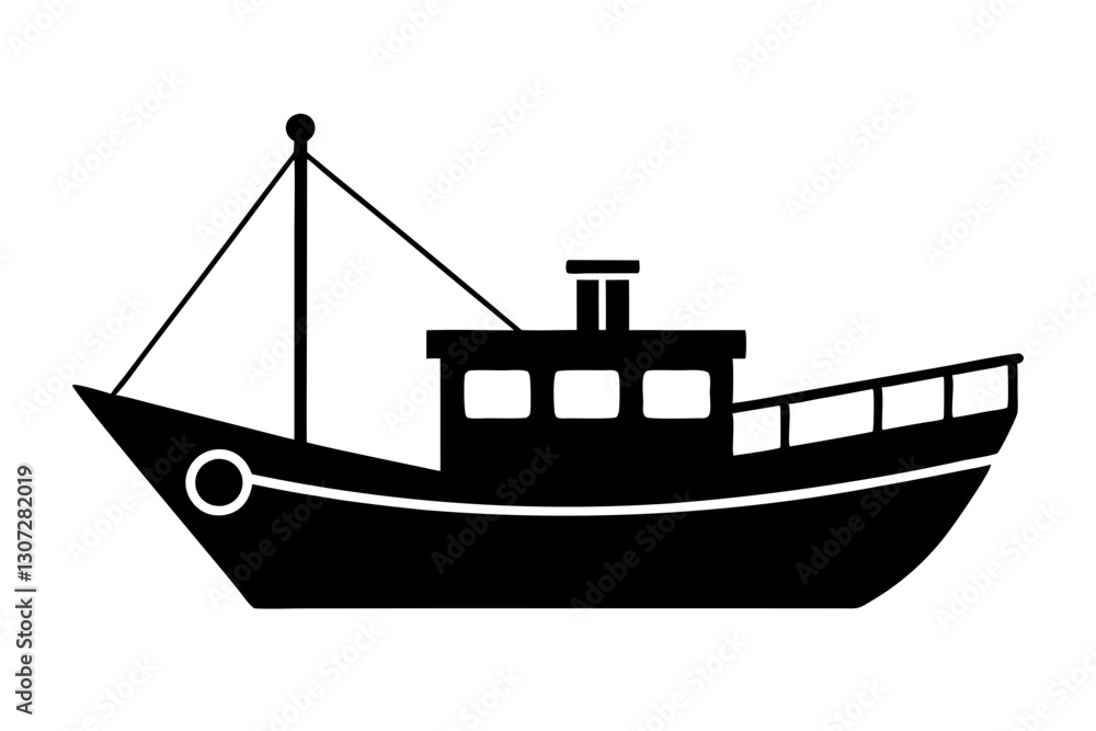 Fishing Boat Silhouette Icon – Nautical Vector Illustration
Fishing Boat Silhouette Icon – Nautical Vector Illustration