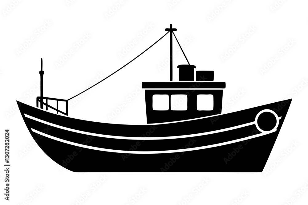 Fishing Boat Silhouette Icon – Nautical Vector Illustration
Fishing Boat Silhouette Icon – Nautical Vector Illustration