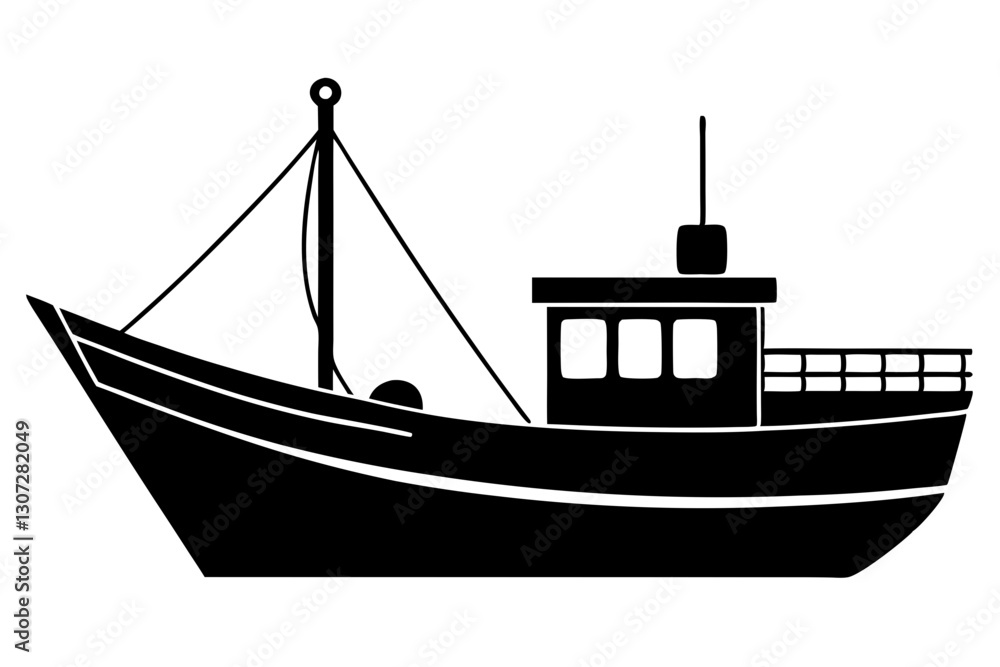 Fishing Boat Silhouette Icon – Nautical Vector Illustration
Fishing Boat Silhouette Icon – Nautical Vector Illustration