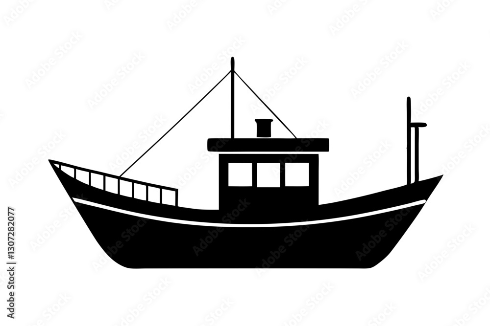 Fishing Boat Silhouette Icon – Nautical Vector Illustration
Fishing Boat Silhouette Icon – Nautical Vector Illustration