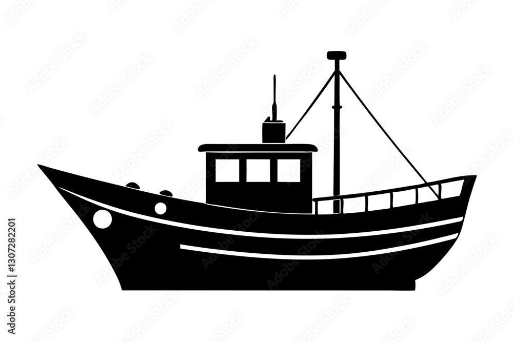 Fishing Boat Silhouette Icon – Nautical Vector Illustration
Fishing Boat Silhouette Icon – Nautical Vector Illustration