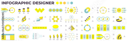 Pie chart collection. Charts for infographics, presentations, business visualization. Vector infographic templates.