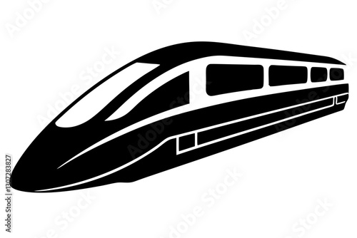 High-Speed Bullet Train Silhouette Vector

