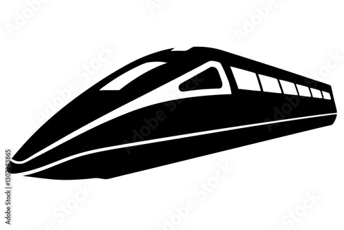 High-Speed Bullet Train Silhouette Vector

