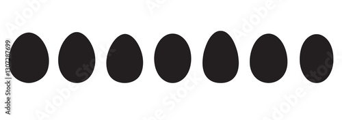 Set of black Easter eggs different shapes and form on white background. Spring holiday collection. Vector Illustration isolated. Happy easter eggs. Drawing clipart set. Easter day festival icons set