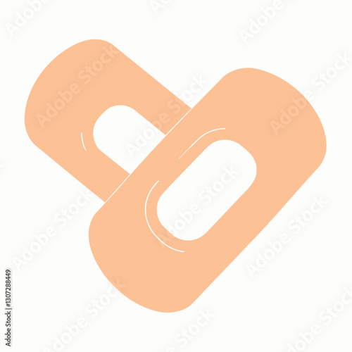Beige Adhesive Bandages Overlapping on White