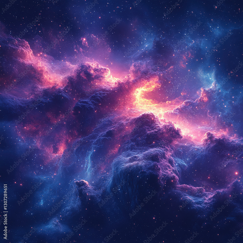 Fototapeta premium Cosmic explosion of colorful nebulae outer space astrophotography celestial environment wide-angle view universal concept
