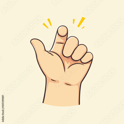 Cartoon hand making a snapping gesture with yellow accents