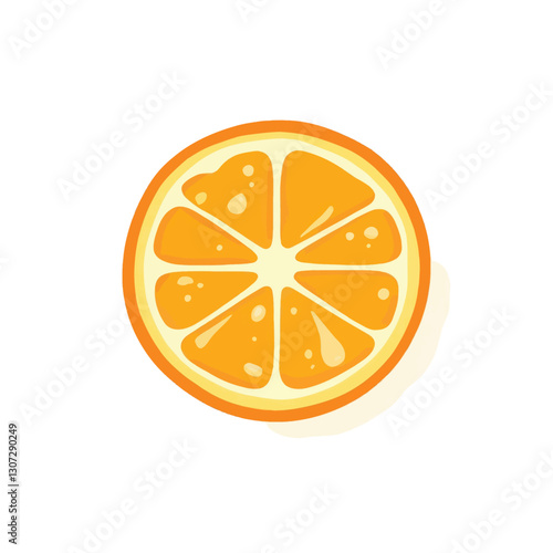 Cartoon Orange Slice on White Background