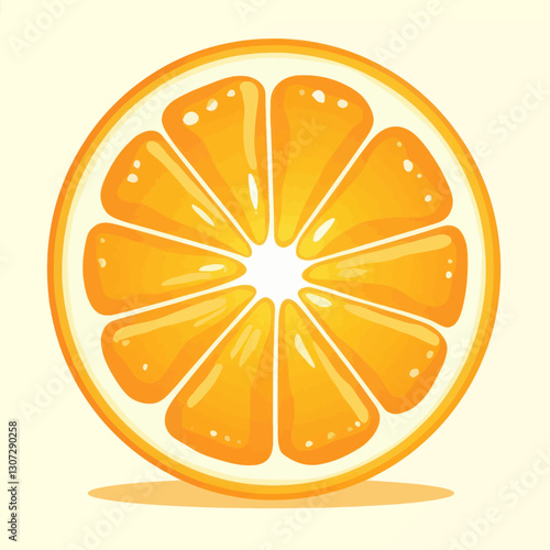 Cartoon orange slice with symmetrical segments