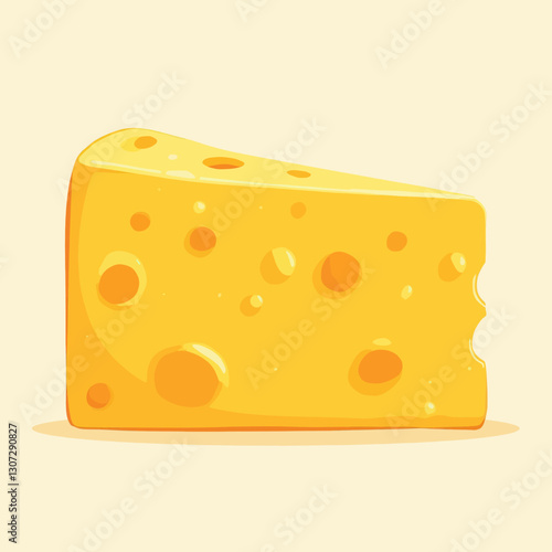 Cartoon Swiss cheese wedge with bite mark