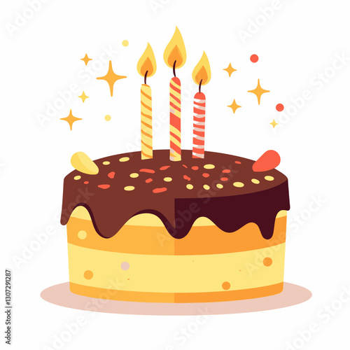 Celebration cake with chocolate frosting and candles
