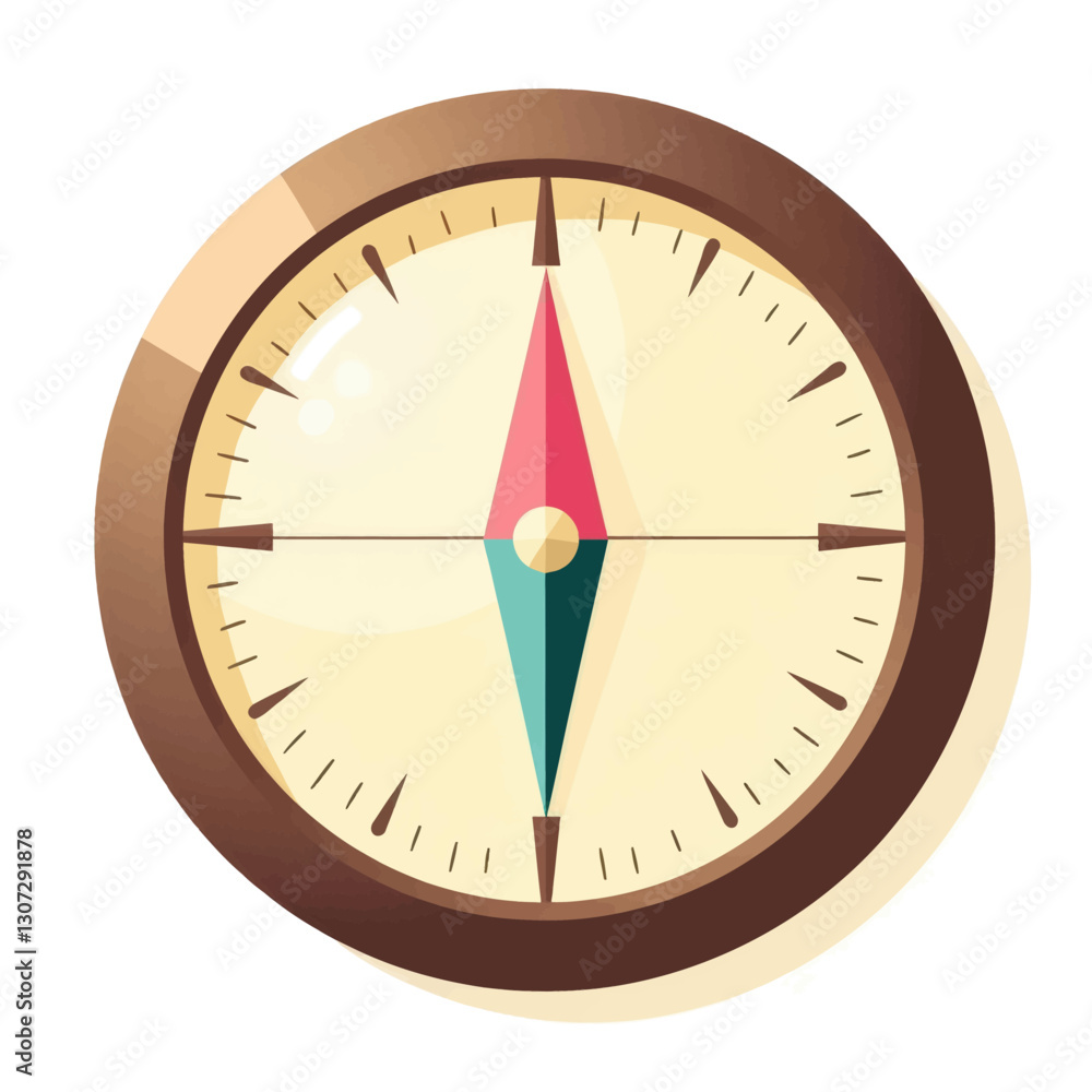Compass rose illustration with red and teal needle Compass rose illustration with red and teal needle