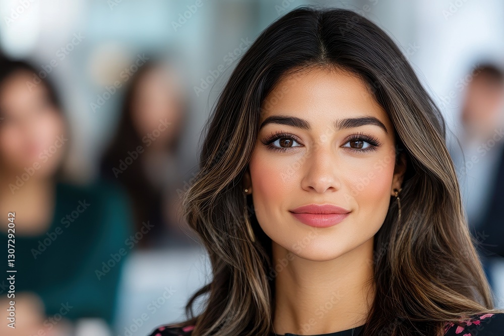 Confident Woman In Focus With Blurred Background People Confident Woman In Focus With Blurred Background People