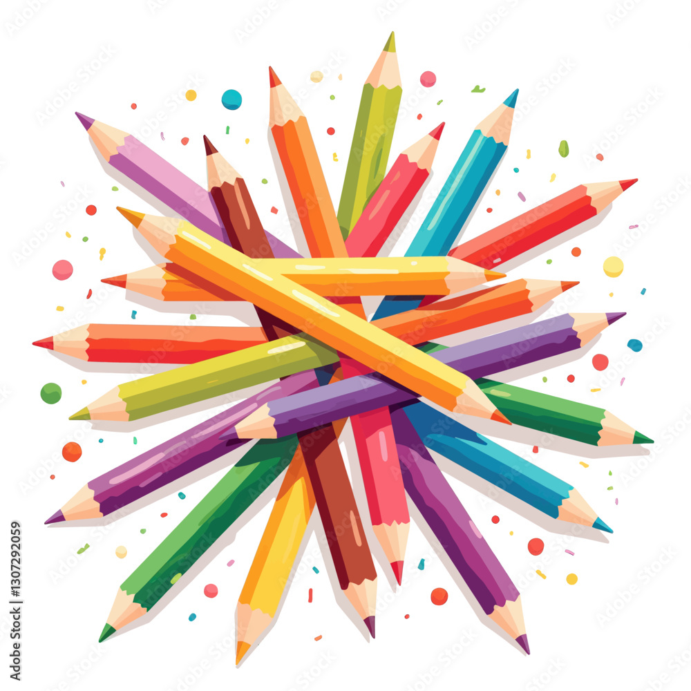 Fototapeta premium Colorful Vector Pencils with Confetti 
