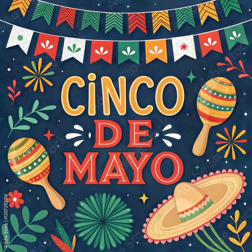 Cinco de mayo flat design background with text




