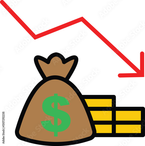 Economic recession, business crisis icon in thin line style