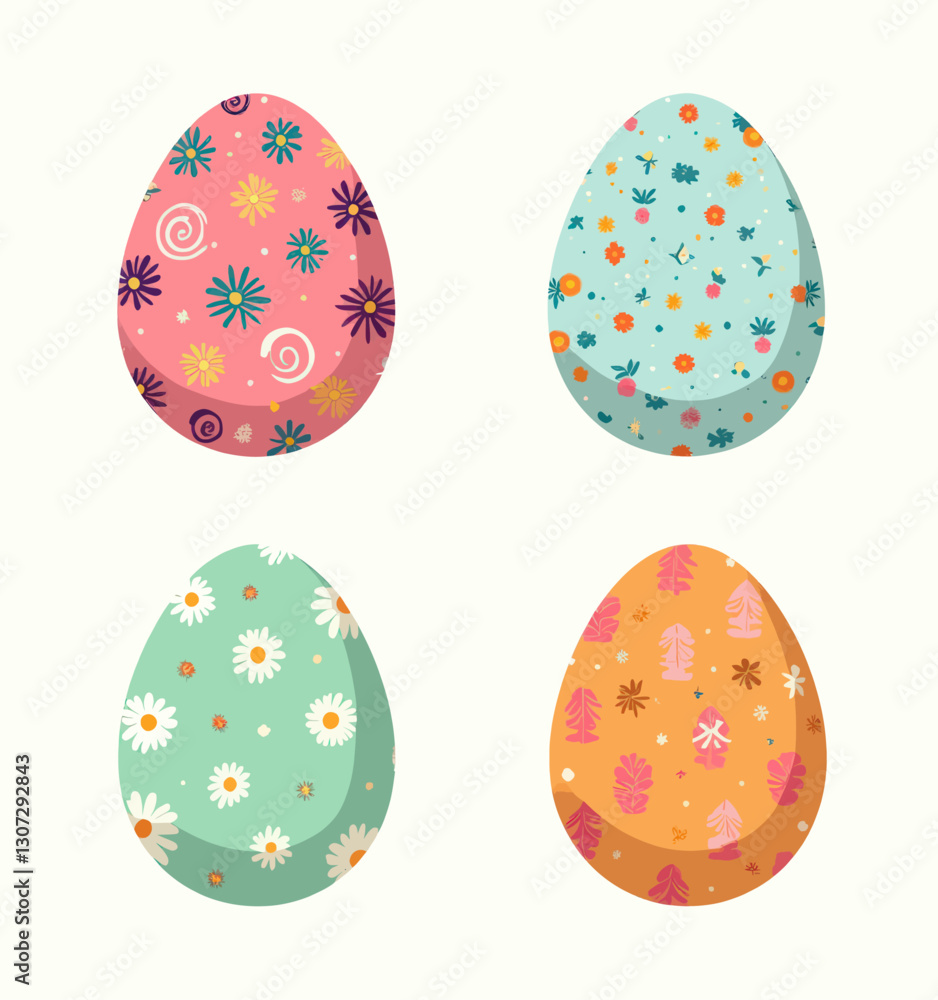 Easter Eggs with Fun Floral Pattern Designs Easter Eggs with Fun Floral Pattern Designs
