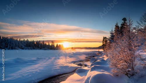 sunset in swedish winter
