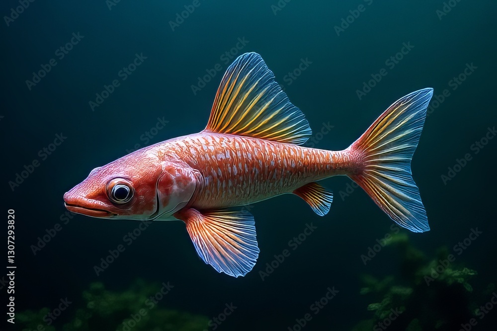 Naklejka premium Stunning Close-up of a Colorful Fish in Deep Water