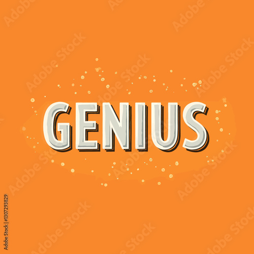 Genius text on orange background with white dots
