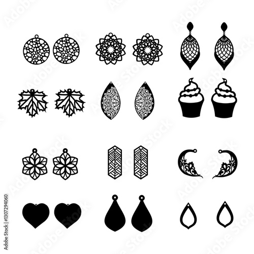 12 Pack Earring Bundle Svg, Laser cut earrings bundle svg pattern Glowforge earings vector cnc templates Earings cut plan Digital download, Svg Files for Cricut 