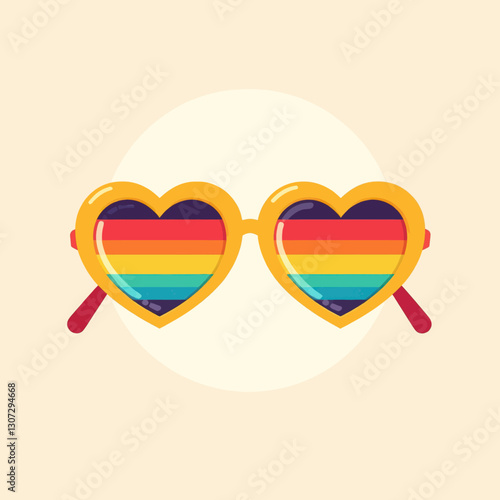 Heart-shaped sunglasses with rainbow lenses