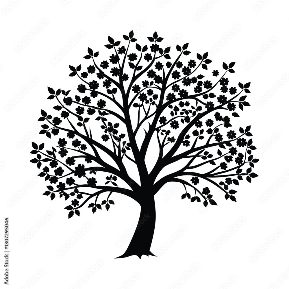 Fototapeta premium Vector tree silhouette on white background