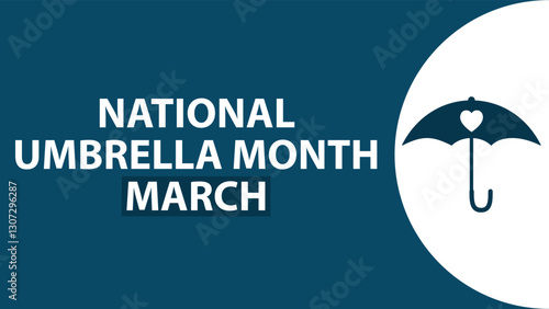 National umbrella month march web banner design illustration 