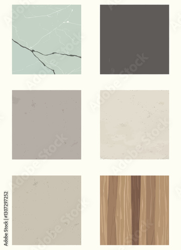 Six Assorted Stone, Wood, and Abstract Pattern Tiles