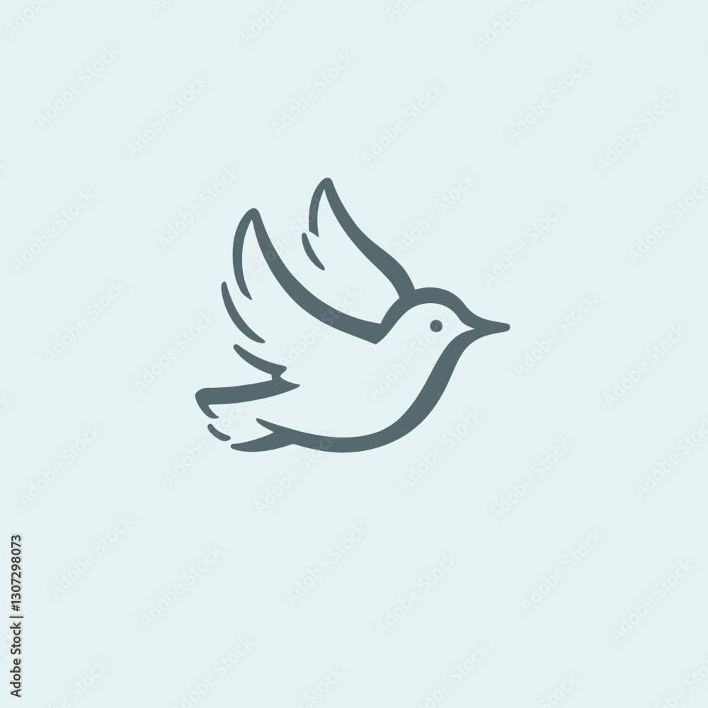 Stylized white dove on light blue circle, simple peace symbol Stylized white dove on light blue circle, simple peace symbol