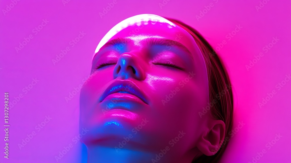 Portrait of a Woman with Neon Light and Glowing Skin Texture Portrait of a Woman with Neon Light and Glowing Skin Texture