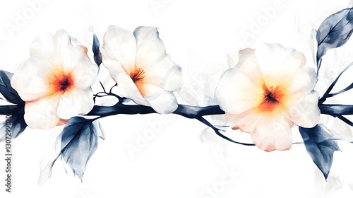 Beautifully hand painted floral scene where splashes of vibrant pink and orange create a dynamic and romantic watercolor effect celebrating the charm and elegance of nature s blossoms