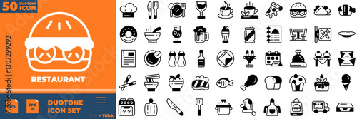 Restaurant Duotone Editable Icons set