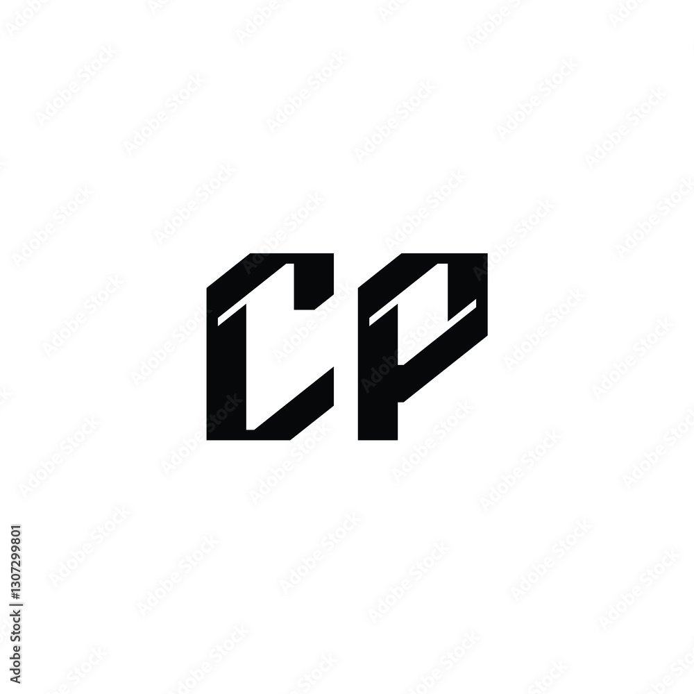 Fototapeta premium CP monogram logo design letter text name symbol monochrome logotype alphabet character simple logo