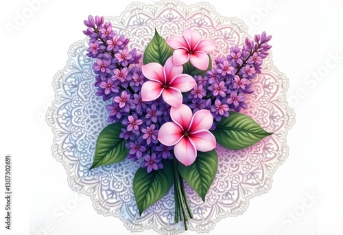 lilac flowers on an isolated white background, watercolor illustration, botanical painting, hand drawing