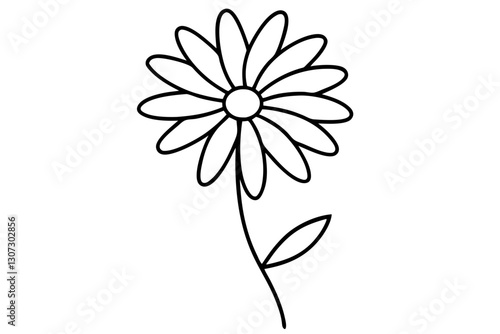 Minimalist Daisy Line Art Illustration – Floral Vector Design

