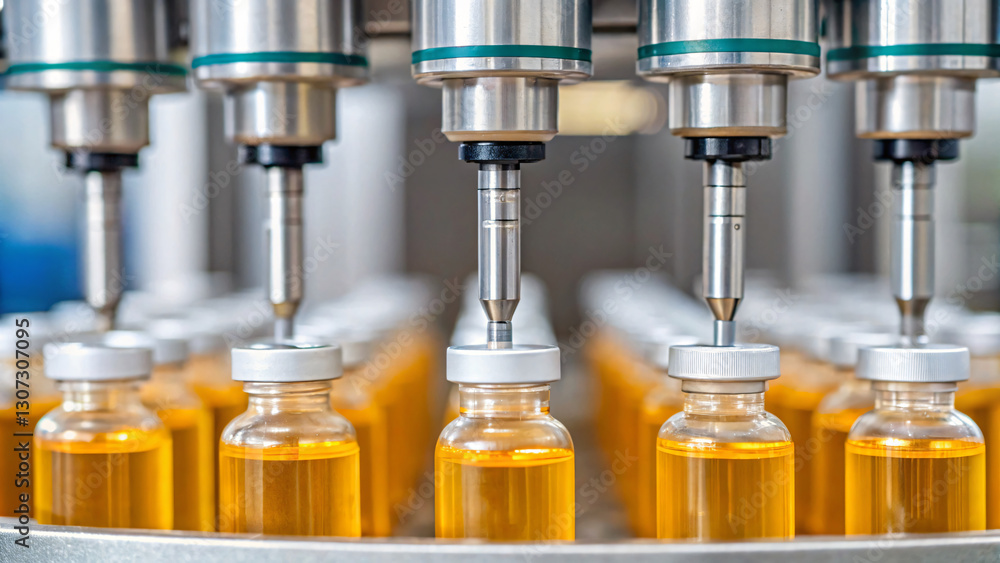Automated Bottling Process of Pharmaceutical Vials with Liquid Filling System Automated Bottling Process of Pharmaceutical Vials with Liquid Filling System