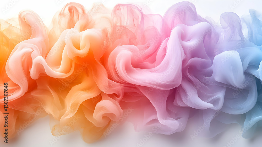 Fototapeta premium Colorful Ink Clouds on White Background