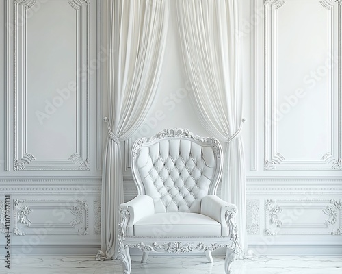 Luxurious white chair in a classic interior. Possible use stock photo