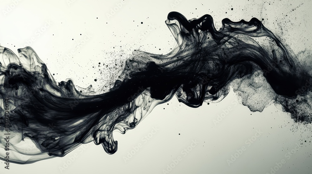 Abstract Black Ink Splash on White Background Abstract Black Ink Splash on White Background