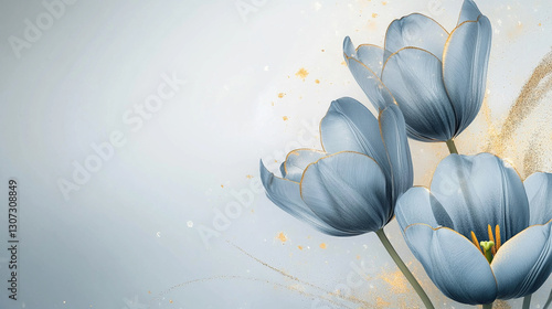 Niebieskie tulipany, karta na życzenia z miejscem na tekst generative ai © Elżbieta Kaps