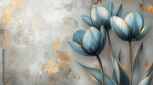 Niebieskie tulipany, karta na życzenia z miejscem na tekst generative ai © Elżbieta Kaps