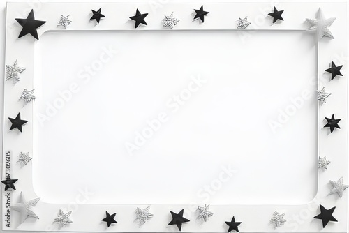 White Frame with Black and Silver Stars Decor